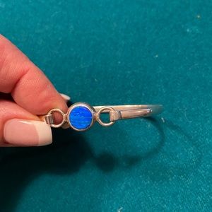 Sterling silver and opal cuff bracelet. Blue